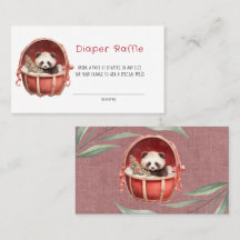Cute Panda Oso Red Basket Diaper Raffle