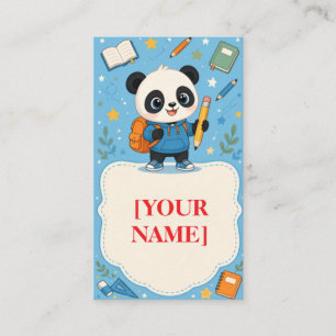 Tarjeta De Visita Cute Panda Vuelta al Cole Nota Escolar