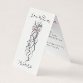 Tarjeta De Visita Cute Pastel Bride Wavy Hairstyle Salón de pelo Flo