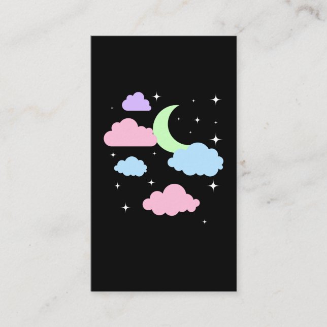 Tarjeta De Visita Cute Pastel Gótico Nubes lunares Kawaii (Anverso)