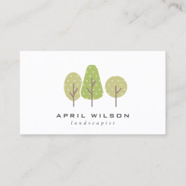 TARJETA DE VISITA CUTE PASTEL GREEN TREE TRIO LANDSCAPING SERVICIO