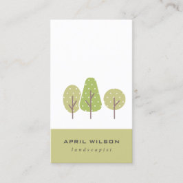 TARJETA DE VISITA CUTE PASTEL GREEN TREE TRIO LANDSCAPING SERVICIO