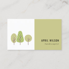 TARJETA DE VISITA CUTE PASTEL GREEN TREE TRIO LANDSCAPING SERVICIO