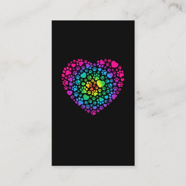 Tarjeta De Visita Cute Paw Heart Love Animals (Anverso)