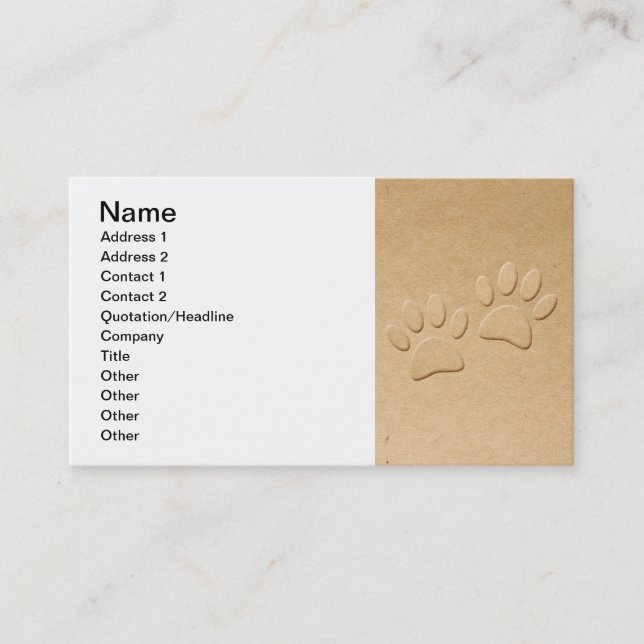 Tarjeta De Visita Cute Perro Paws Para Los Amantes Del Perro (Anverso)