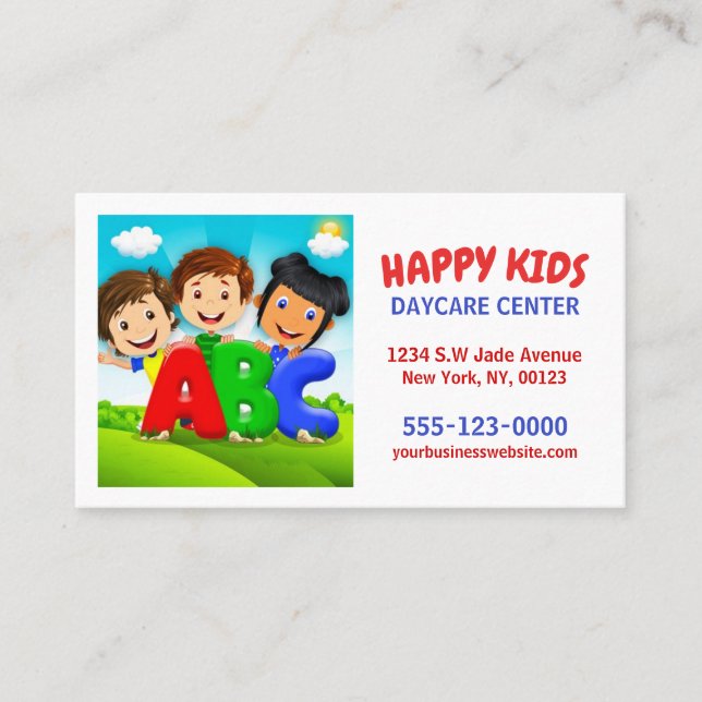 Tarjeta De Visita Cute Personalizado Niños Cuidados Guarderías Infan (Anverso)