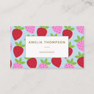 Tarjeta De Visita Cute Personalizado Patrón de Fruta de Fresa Retro