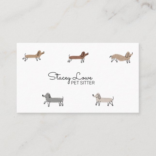 Tarjeta De Visita Cute Personalizado Sausage Dogs Mascota Sitter | D (Anverso)
