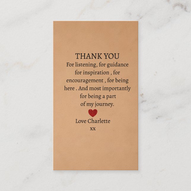 Tarjeta De Visita cute personalized thank you love  (Anverso)
