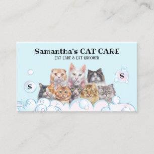 Tarjeta De Visita Cute Pet Care Spa Salon Sitting Bath Groomer Cat