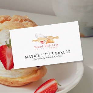 Tarjeta De Visita Cute Pin de Batidor de Acuarela Panadería Pasteler