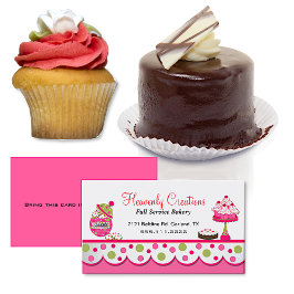 Tarjeta De Visita Cute Pink and Green Bakery Business Card