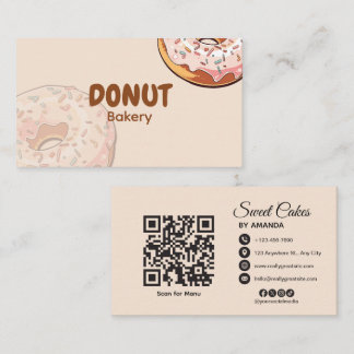 Tarjeta De Visita Cute Pink Donut Bakery 