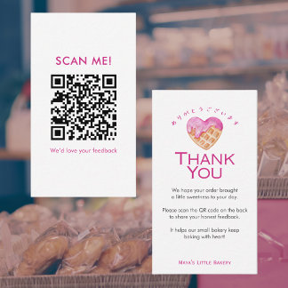 Tarjeta De Visita Cute Pink Heart Waffle Deja una reseña Código QR
