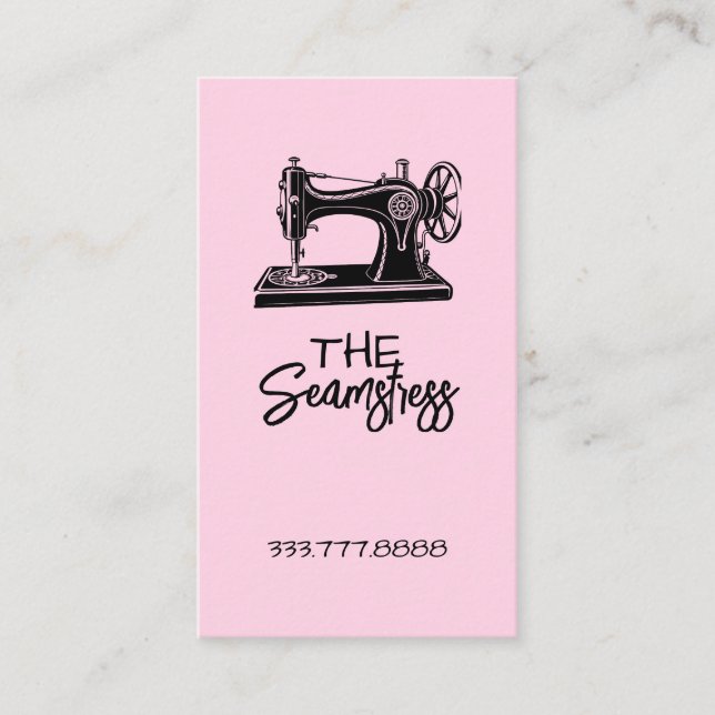 Tarjeta De Visita Cute pink Seamstress business card  (Anverso)