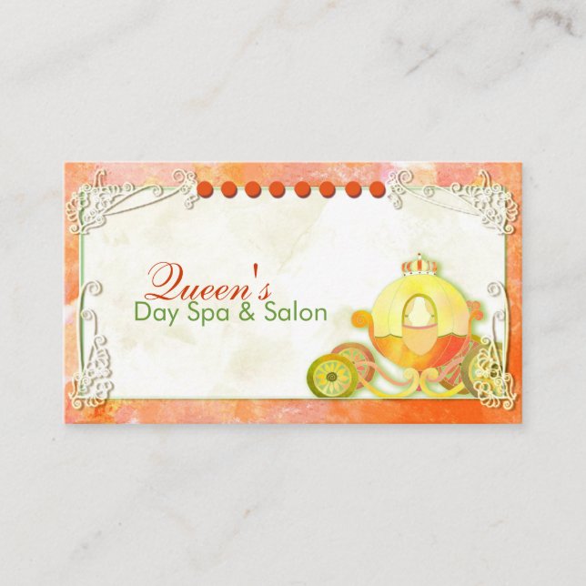 Tarjeta De Visita Cute Princess Carriage Spa Salon (Anverso)