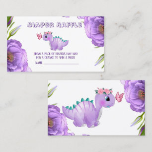 Tarjeta De Visita Cute Purple Dinosaur Butterfly Diaper Raffle