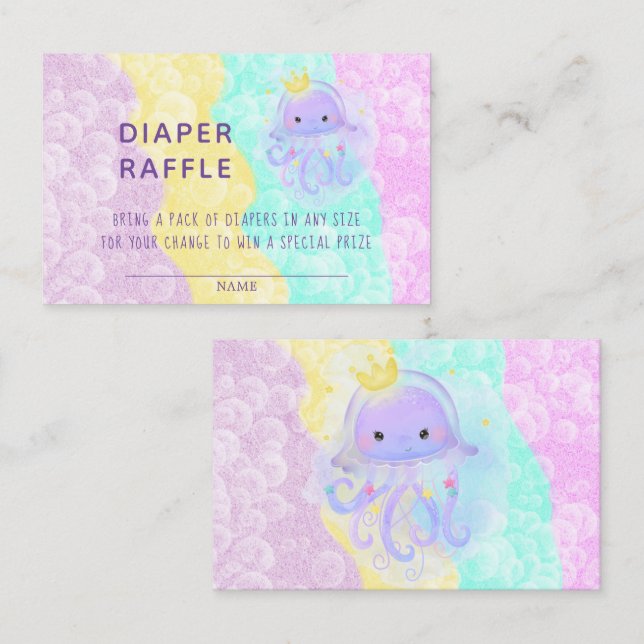 Tarjeta De Visita Cute Purple Princess Jellyfish Diaper Raffle (Anverso / Reverso)