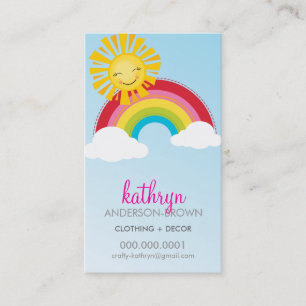 Tarjeta De Visita CUTE RAINBOW + SUN LOGO color brillante cielo auda