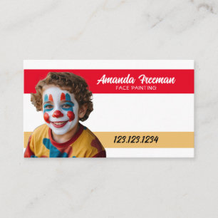 Tarjeta De Visita Cute Rojo y Payaso Amarillo Pintura Face Painter