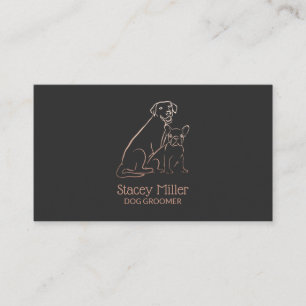 Tarjeta De Visita Cute Rosa Oro Perros simples Groomers