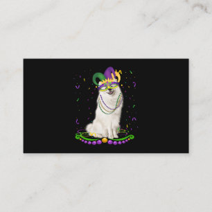 Tarjeta De Visita Cute Samoys con mascara de carnaval Mardi Gras Per