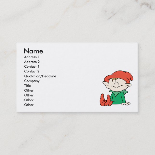 Tarjeta De Visita Cute Santa Elf Helper (Anverso)