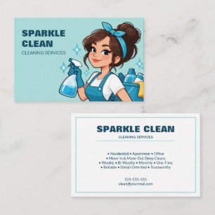 Tarjeta De Visita Cute Servicios de Limpieza de Hogar Mascarilla de 