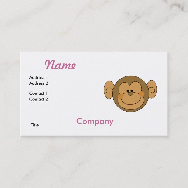 Tarjeta De Visita Cute Silly Monkey Face (Anverso)