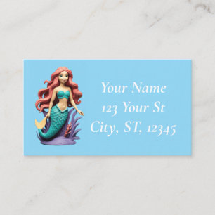 Tarjeta De Visita Cute Sirena Pelirroja Thunder_Cove