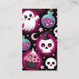 Tarjeta De Visita Cute Spooky Halloween Pattern with Ghosts, Skulls