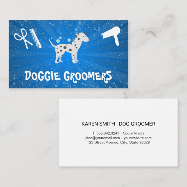 Tarjeta De Visita Cute Spots Doggie | Herramientas de crecimiento (Anverso / Reverso)