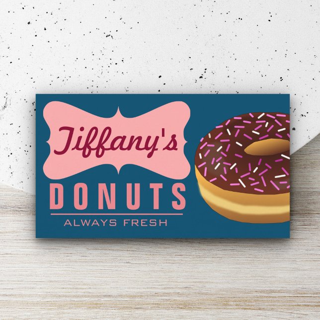Tarjeta De Visita Cute Sweet Retro Donut Shop Doughnut (Subido por el creador)
