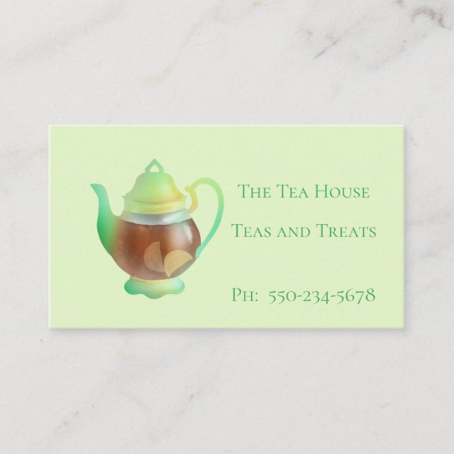 Tarjeta de visita Cute Teapot Tea Room (Anverso)