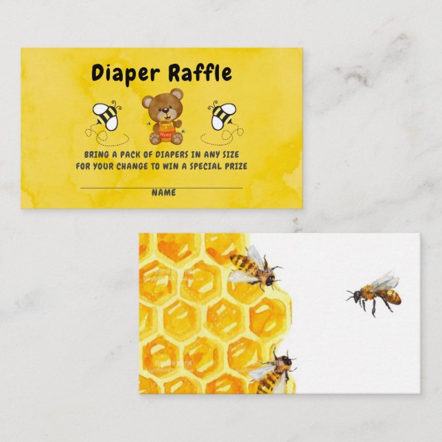 Tarjeta De Visita Cute Teddy Bear Honey Bumblebee Diaper Raffle (Anverso / Reverso)
