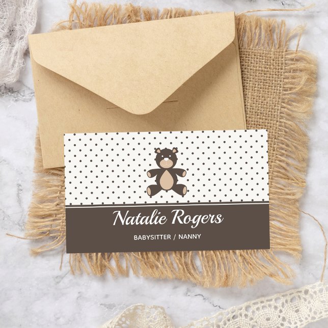 Tarjeta De Visita Cute Teddy Bear Niños Babysitter Profesional Brown (Subido por el creador)