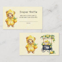 Cute Teddy Bear Yellow Lemon Diaper Raffle