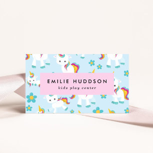 Tarjeta De Visita Cute Unicornios, Centro de juegos para niños, Cent