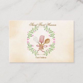 Tarjeta De Visita Cute Watercolor Bakery Business Card