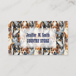 Tarjeta De Visita Cute Watercolor Corgi Dog Pattern                 