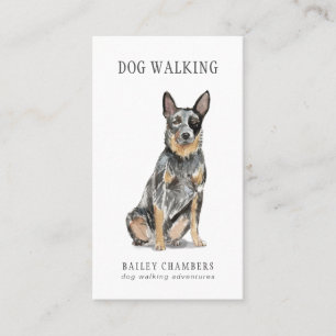 Tarjeta De Visita Cute Watercolor Dog Walker