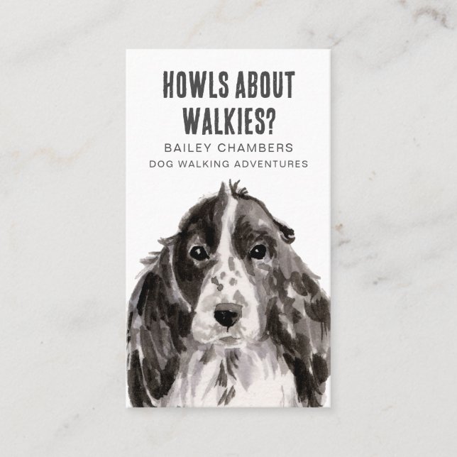 Tarjeta De Visita Cute Watercolor Dog Walker (Anverso)