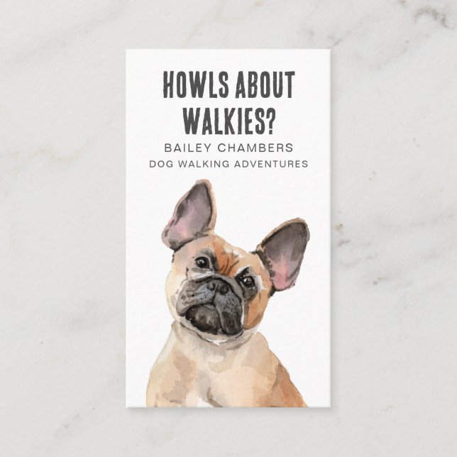 Tarjeta De Visita Cute Watercolor Dog Walker (Anverso)