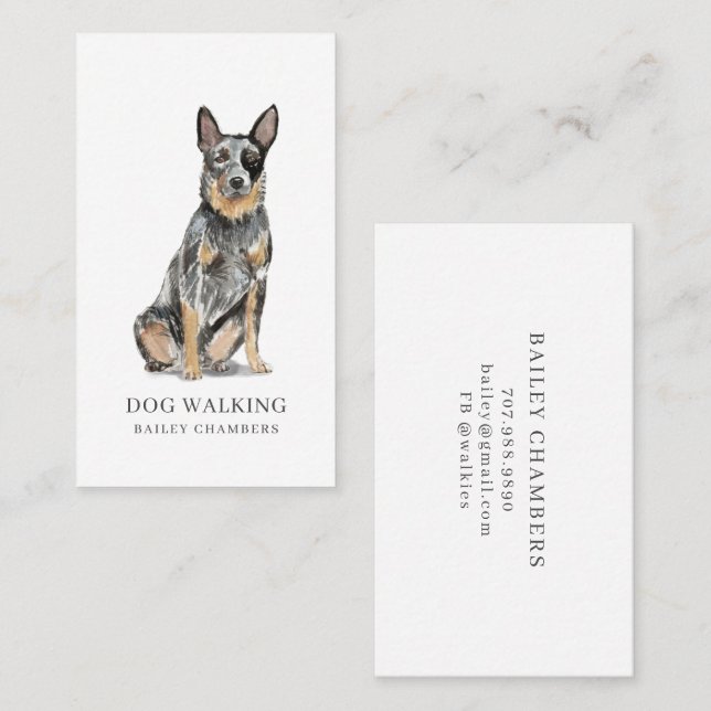 Tarjeta De Visita Cute Watercolor Dog Walker (Anverso / Reverso)