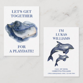 Tarjeta De Visita Cute Whale & Orca Boys Playdate Mammy Calling Card