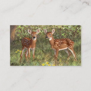 Tarjeta De Visita Cute Whitetail Deer Twin Fawns