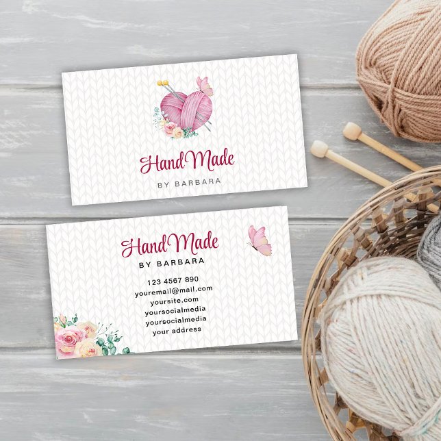 Tarjeta De Visita Cute Yarn Agujas de punto para el corazón (Subido por el creador)