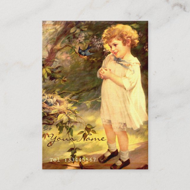 Tarjeta De Visita Cutie del Victorian con los pájaros (Anverso)