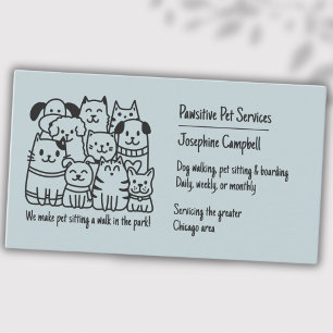 Tarjeta De Visita Cuto Mascota Situ Azul Cat Perro QR Código