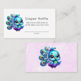Tarjeta De Visita Cuto Pequeño Peacock Baby Shower Diaper Raffle
